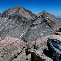 Longs Peak and Mount Meeker seen from the summit of Chief's Head Peak (4133 meters sea-level)